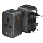 Universal travel adapter with 1 USB-A & 1 USB-C – 3 in 1 travel adapter – CE & FCC certified - UP-10KU-TP